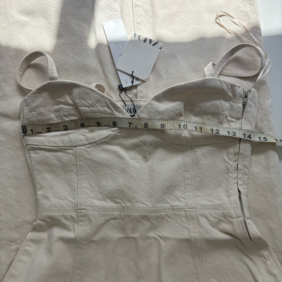 NWT Beige/Cream Zara Denim Midi Dress - Picture 9 of 11